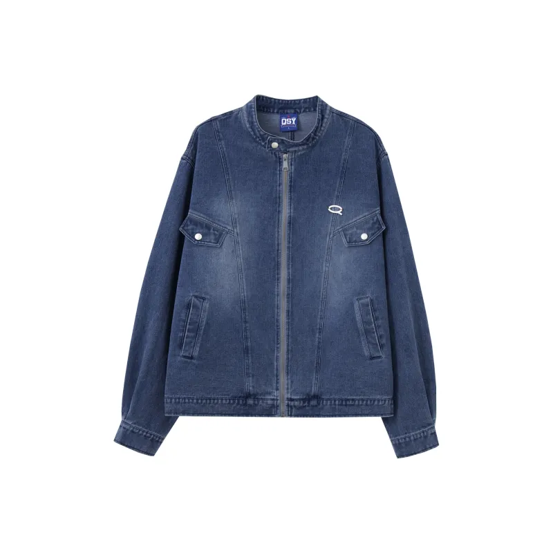 QISENYAR Denim Jacket Unisex Blue-0