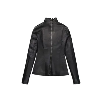 Burberry Leather Jackets Women's Black