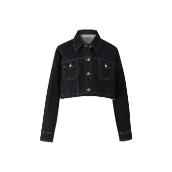 III VIVINIKO Denim Jacket Women's Navy Blue