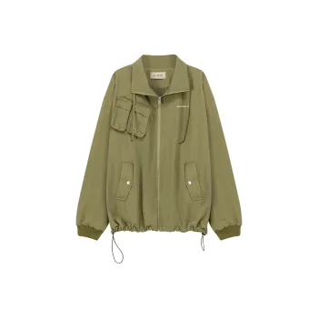 NO ONE ELSE Cropped Coats Unisex Army Green