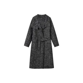 Yu Qianwen Coats Women's Herringbone Heather Gray