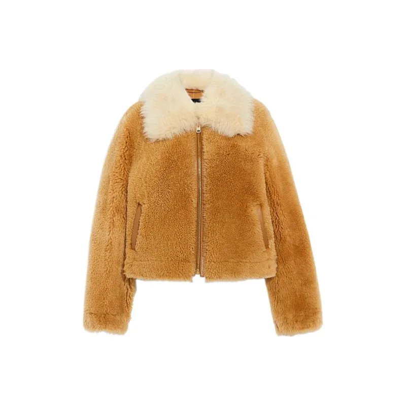 COACH Leather Jacket Women's Brown-0
