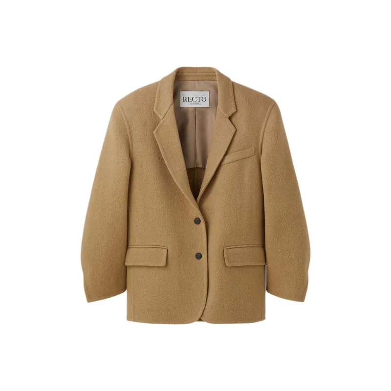 RECTO FW24 HANDMADE SINGLE BREASTED OVERSIZED JACKET Coats Women's CAMEL/Camel-0