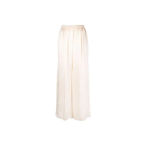 Forte Forte Check pattern Ruched detail Satin Palazzo Stone Leather