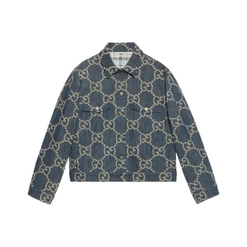 GUCCI Women's Gg Denim Jacket Blue/Ivory