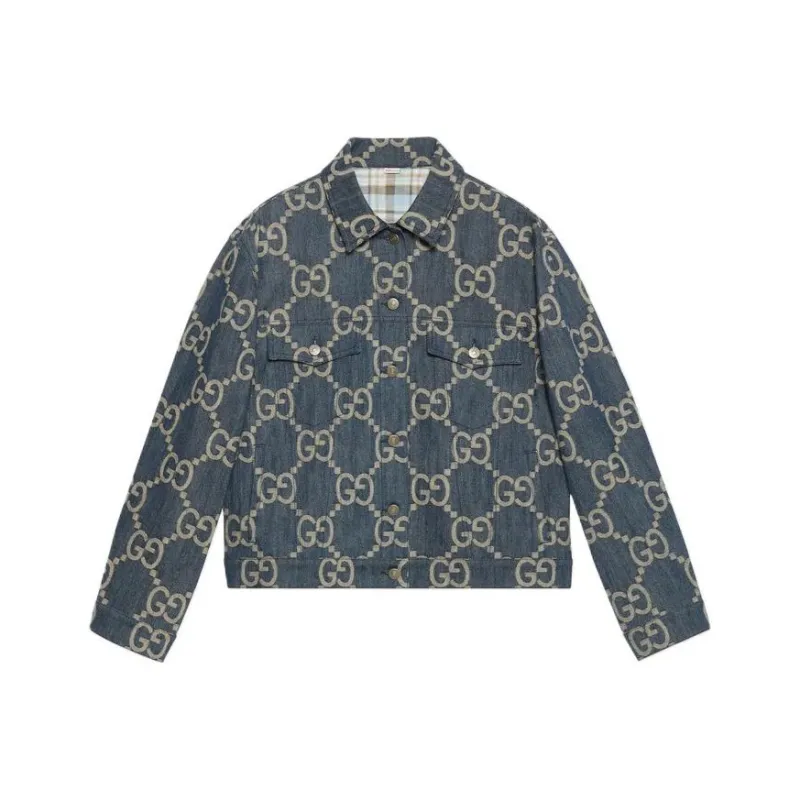 GUCCI Women's Gg Denim Jacket Blue/Ivory-0