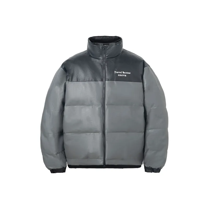 NNOVA Letter Stand Collar Loose Fit Puffer Jacket Unisex-2