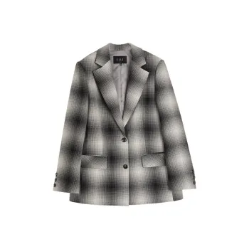 ELLE Business Suit Women's Gray Plaid