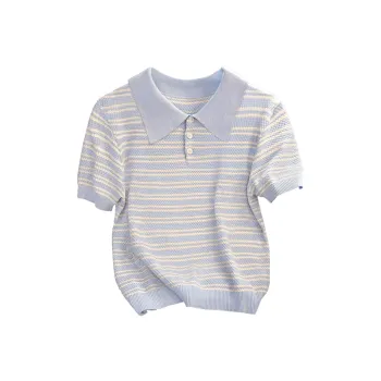 Cypress House Knitwear Women's Light Blue Stripes