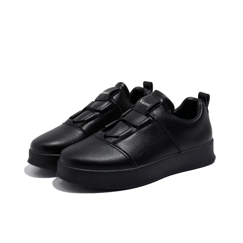 VANSSI Low Top Black Casual Sports Skateboard Shoes Men's-2