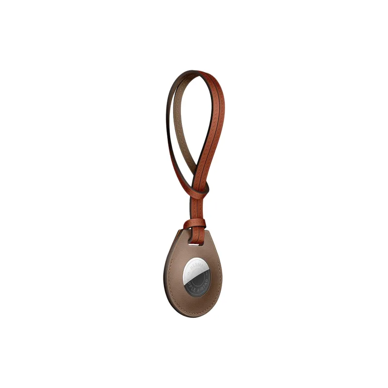 HERMES Apple AirTag Swift Leather Bag Accessory Unisex Weimar Beige & Copper-1