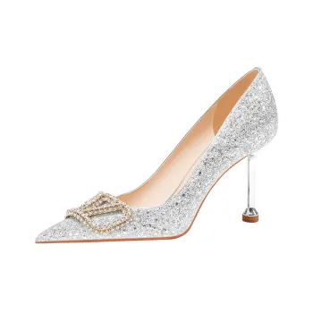 Lan Miao Slim Heel High Heels Women's Silver