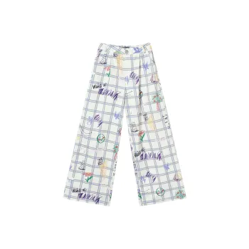 SEENFAAN Casual Pants Women's White Graffiti