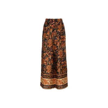 Zimmermann Junie Allover Floral Print Wide-Leg Trousers
