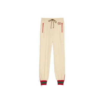 GUCCI Knitted Sweatpants Women's Cream White