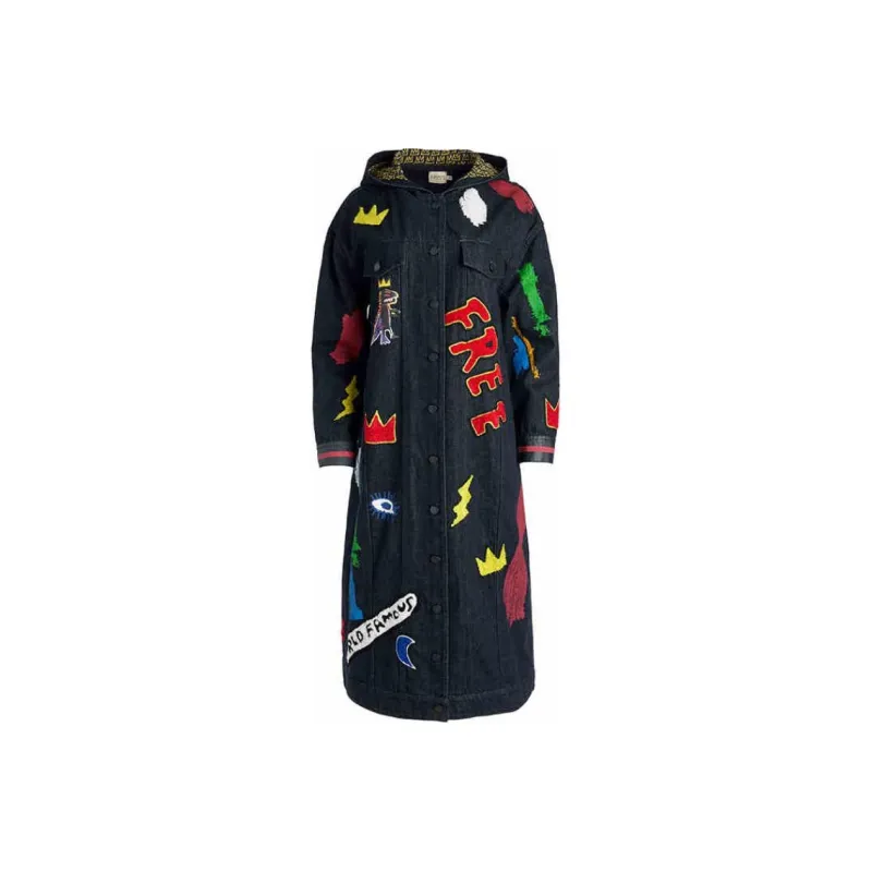 ALICE+OLIVIA x BASQUIAT FW24 JEFF Denim Jacket Women's Multicolor-0