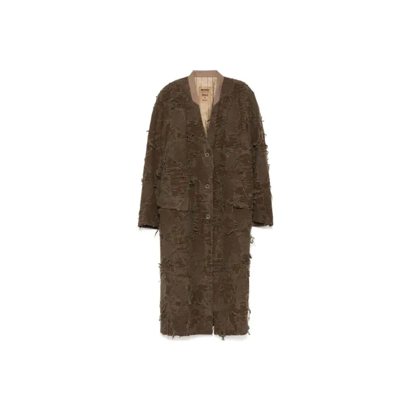 UMA WANG Distressed Single Breasted Coat-0