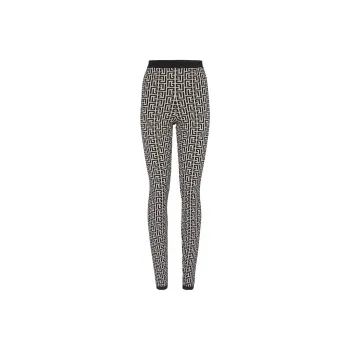 BALMAIN Logo Monogram Knitted Leggings