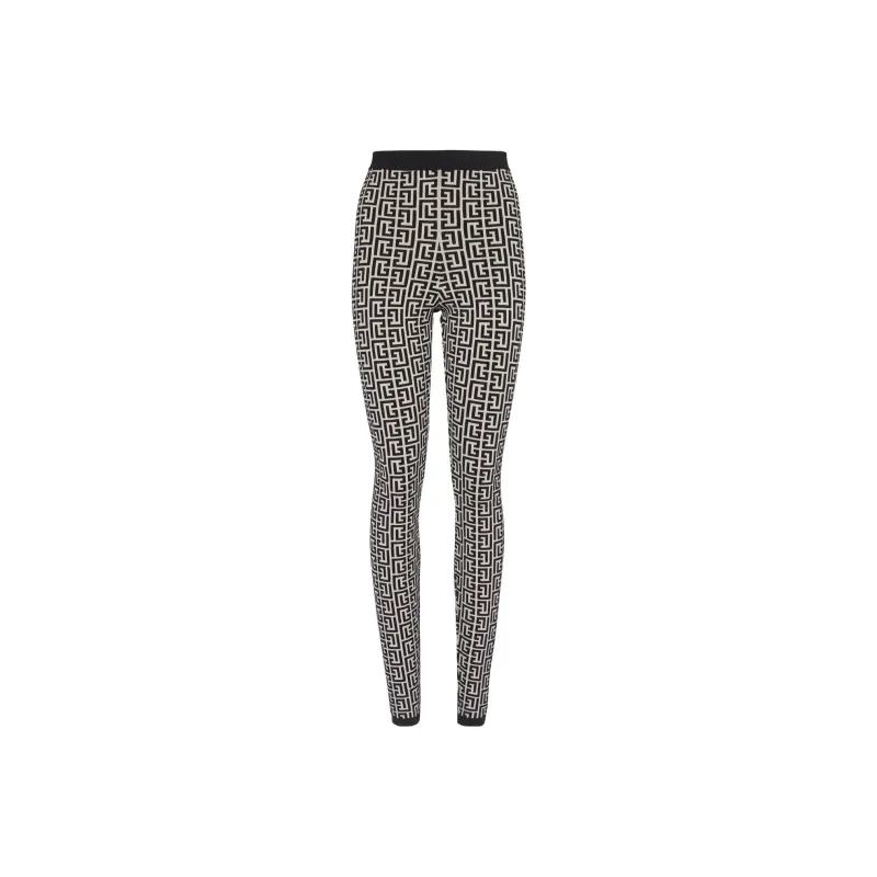 BALMAIN Logo Monogram Knitted Leggings-0
