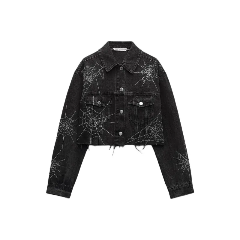 ZARA Denim Jacket Women's Black-0