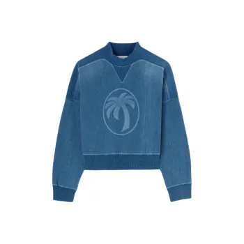 PALM ANGELS Oval Palm Lasered Crewneck Sweatshirt