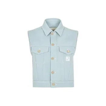 FENDI Logo Embroidered Denim Gilet