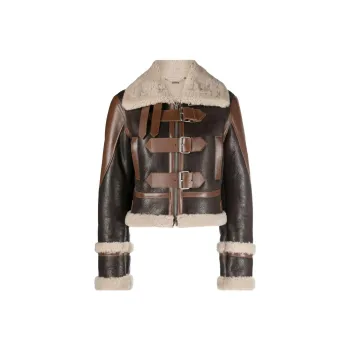 Blumarine Giacca Shearling-trim Leather Jacket