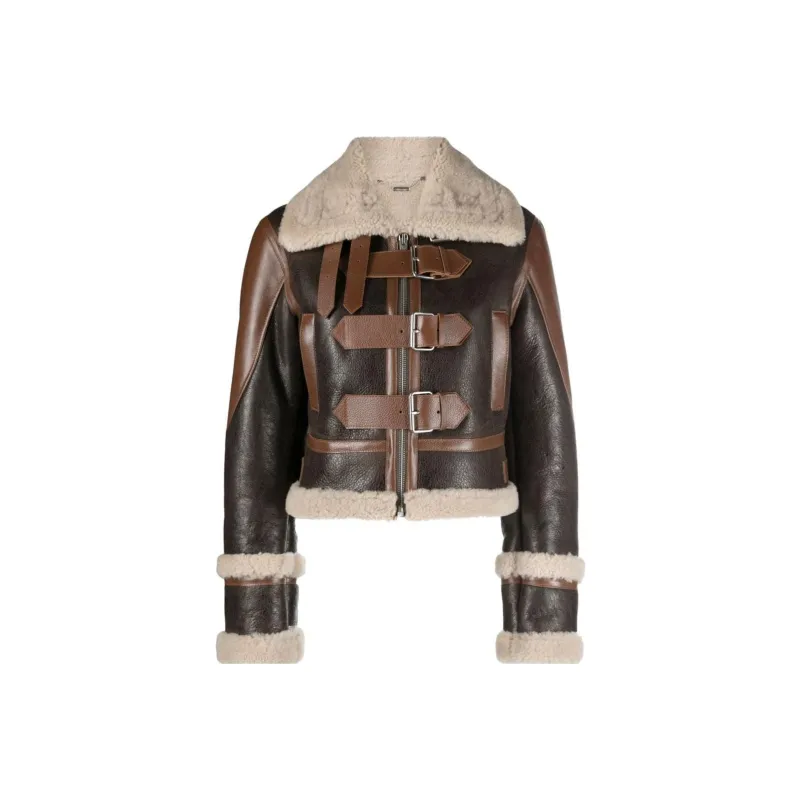 Blumarine Giacca Shearling trim Leather Jacket-0