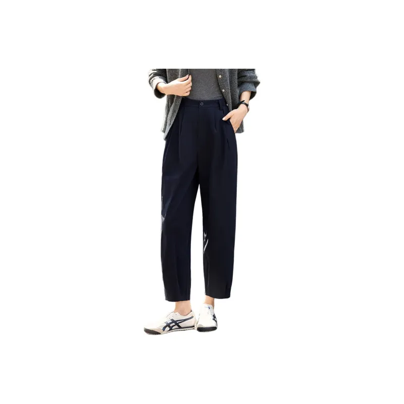 Mo Han Yi Mei Casual Pants Women's Navy Blue-0