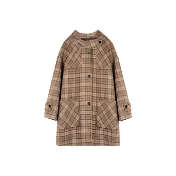 BLUEerror Coats Women's Coffee Brown Plaid