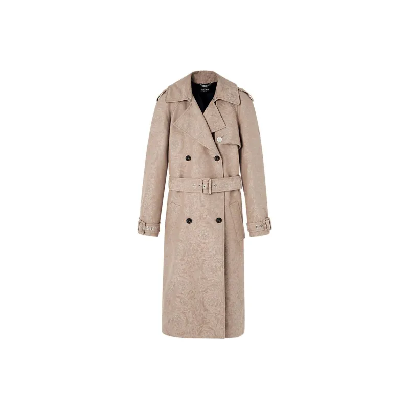VERSACE Brocade Double-breasted Trench Coat-0