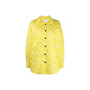 MSGM FW21 Multicolor Lapel Moderate Puffer Jacket Women's Yellow