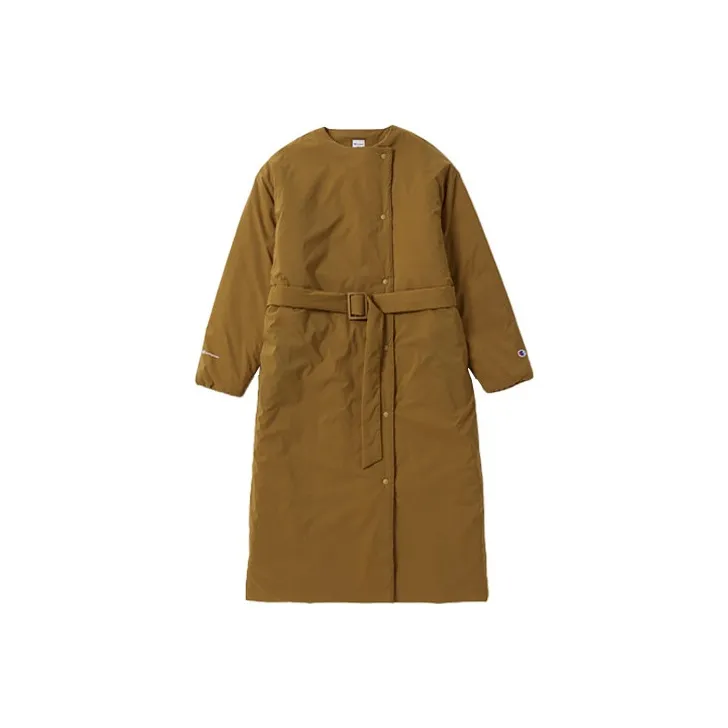 Champion FW21 Letter Solid Color Crew Neck Loose Fit Long Puffer Jacket Japan Version Women's-7