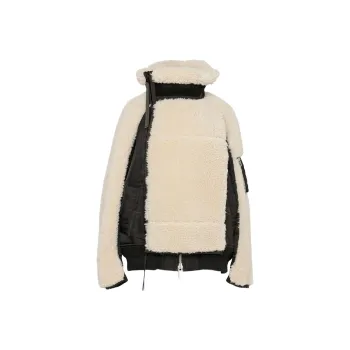 Sacai Panelled Faux shearling Jacket