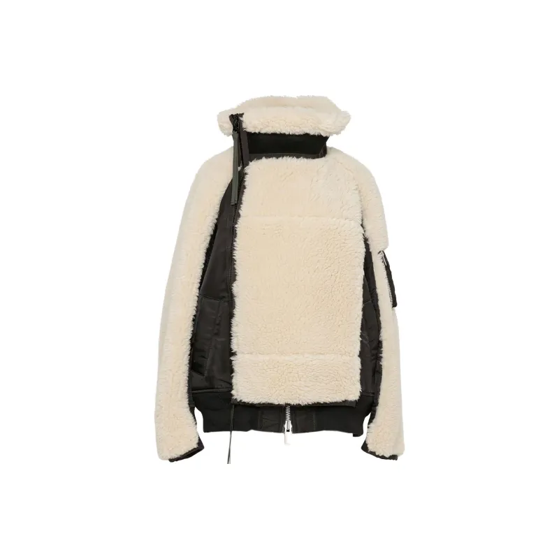 Sacai Panelled Faux shearling Jacket-0