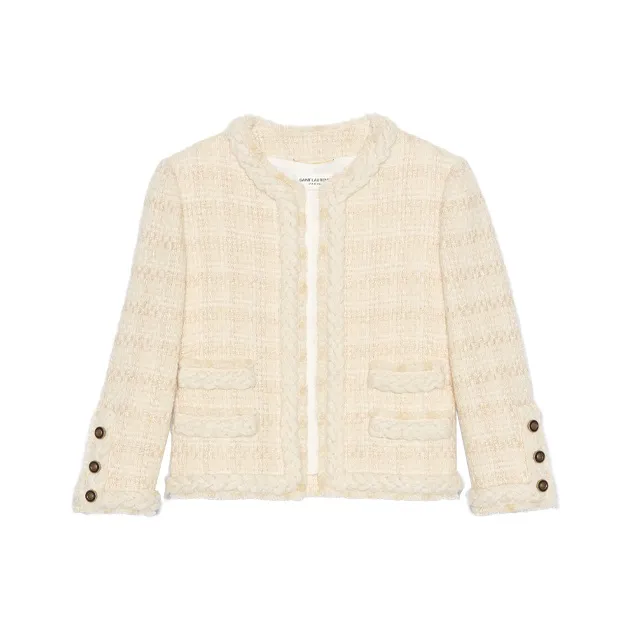 SAINT LAURENT Jackets Coats Women's White Limestone-0