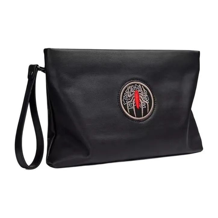 VIHUS Cow Leather Clutch Large Size Men's Black-1