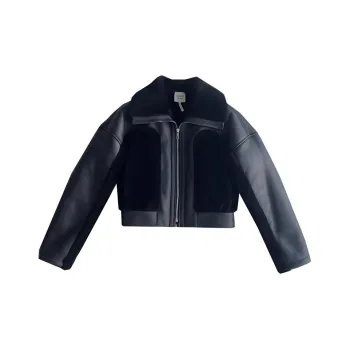 HERMES Leather Jacket Women's Black