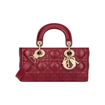 DIOR Lady D Joy Lambskin Shoulder Bag, Crossbody Bag, Handbag Small Size Women's Cherry Red
