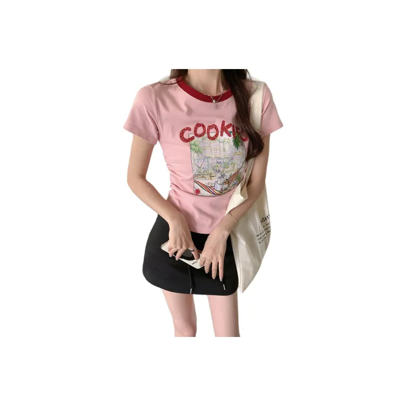 Mu Xiao Xin T Shirts Women's Pink-0