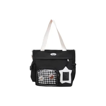 OUZIHUANG Nylon With PVC Shoulder Bag Unisex Black/Pink/Yellow/White/Blue