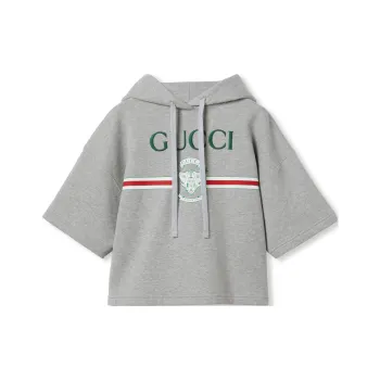 GUCCI Logo Embroidered Short Sleeve Hoodie