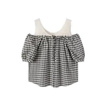 XIANGYING Shirt Women's Black White