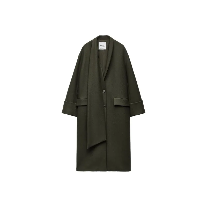 ZARA Coats Women's Dark Khaki-0