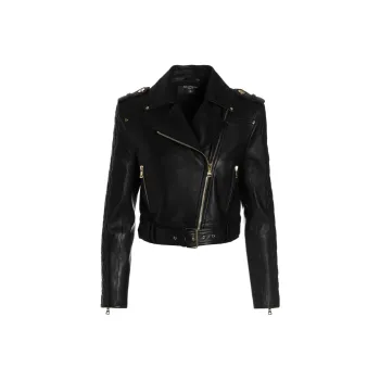 BALMAIN Leather Jackets Women's Black