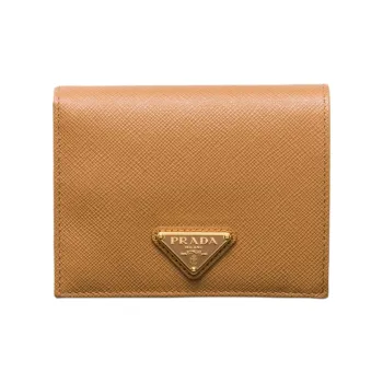 PRADA Calfskin Wallet Women's Camel