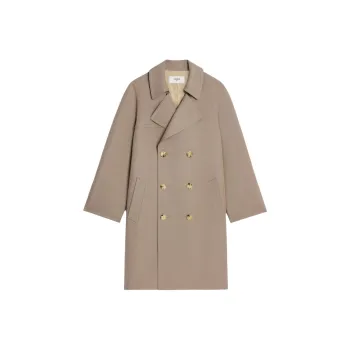 CELINE Trench Coat In Wool Gabardine And Cotton