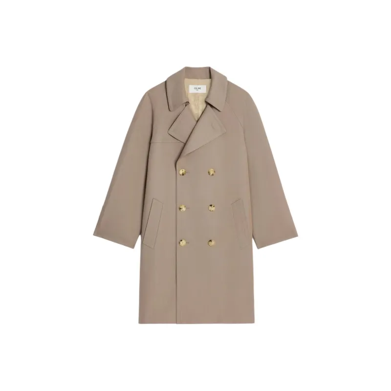 CELINE Trench Coat In Wool Gabardine And Cotton-0