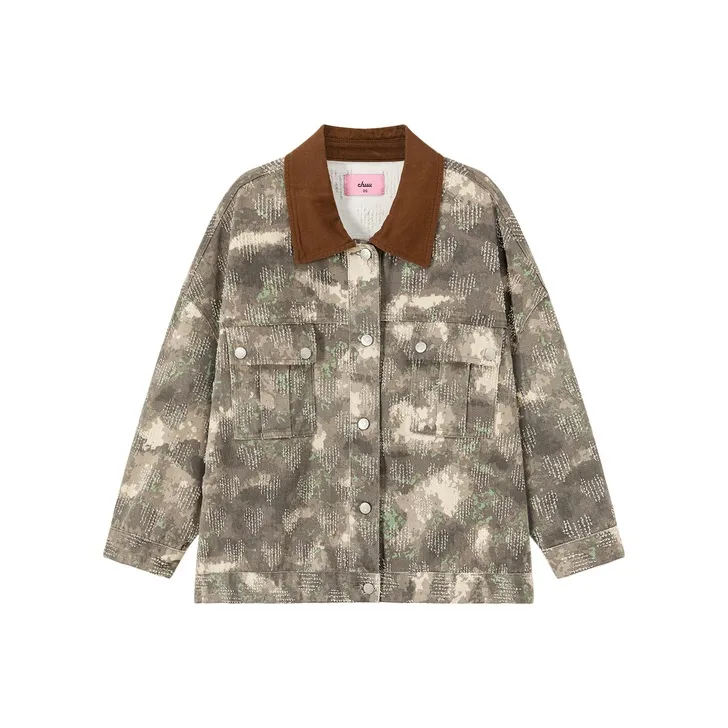 CHUU Cropped Coat Women's Camouflage-0