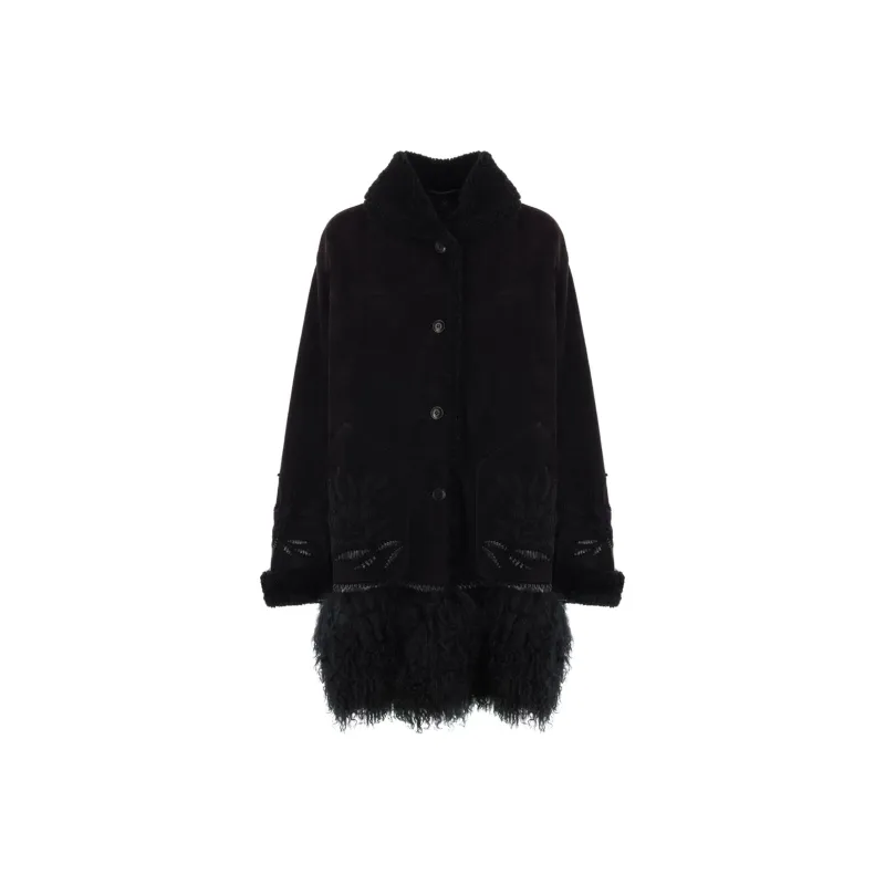 ERMANNO SCERVINO Motif Embroidered Single Breasted Coat-0